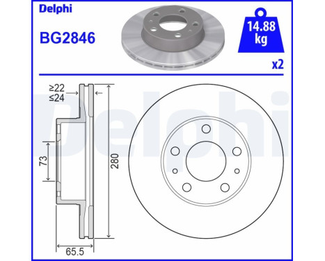 Disque de frein BG2846 Delphi