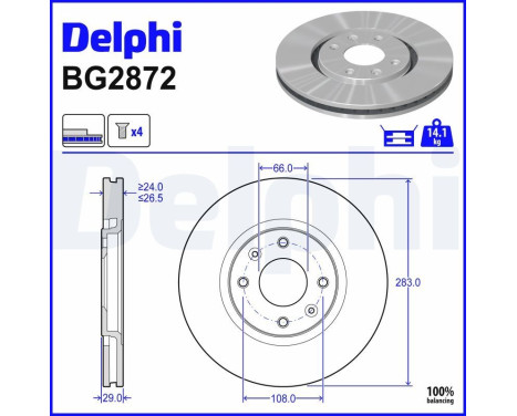 Disque de frein BG2872 Delphi