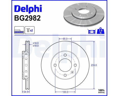 Disque de frein BG2982 Delphi