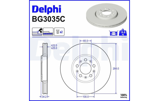 Disque de frein BG3035C Delphi