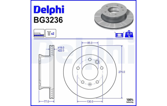 Disque de frein BG3236 Delphi