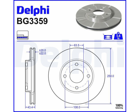 Disque de frein BG3359 Delphi