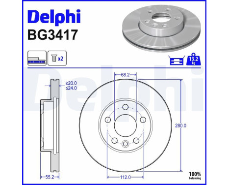 Disque de frein BG3417 Delphi