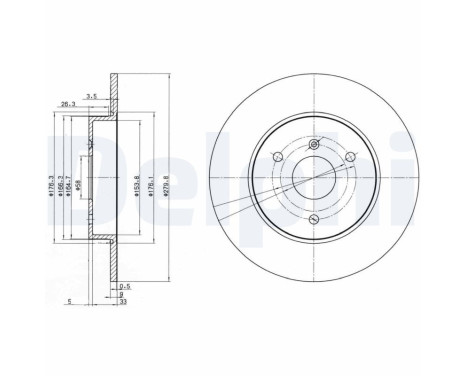 Disque de frein BG3526 Delphi
