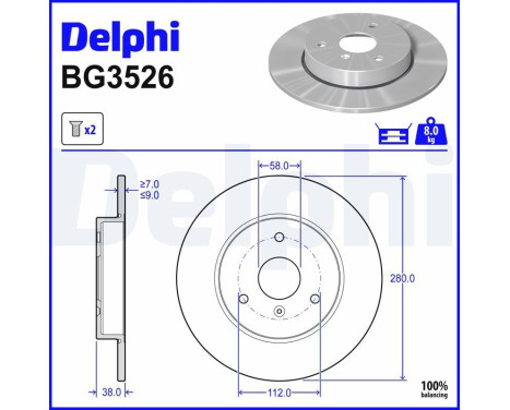 Disque de frein BG3526 Delphi