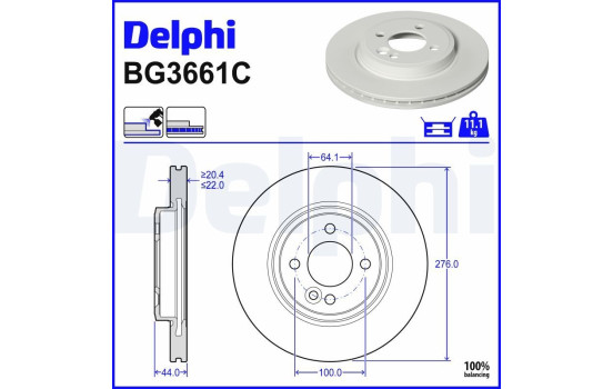 Disque de frein BG3661C Delphi