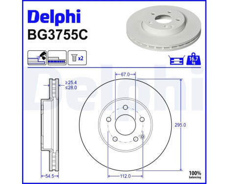 Disque de frein BG3755C Delphi