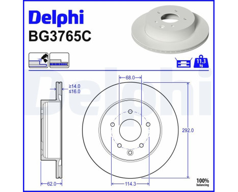 Disque de frein BG3765C Delphi