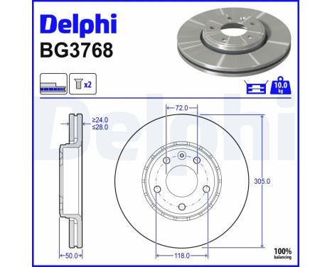 Disque de frein BG3768 Delphi