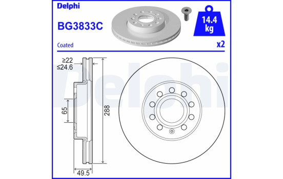 Disque de frein BG3833C Delphi