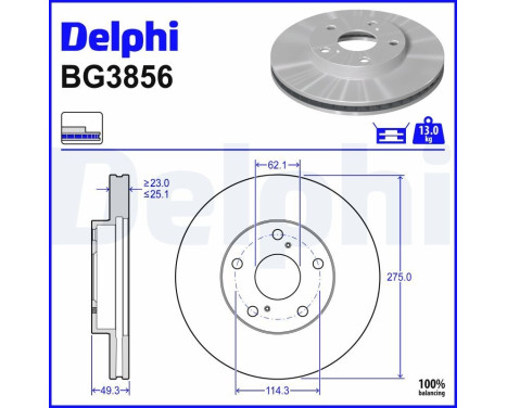 Disque de frein BG3856 Delphi