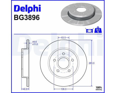 Disque de frein BG3896 Delphi