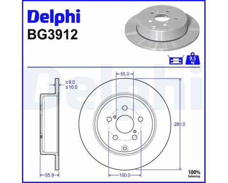 Disque de frein BG3912 Delphi