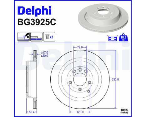 Disque de frein BG3925C Delphi