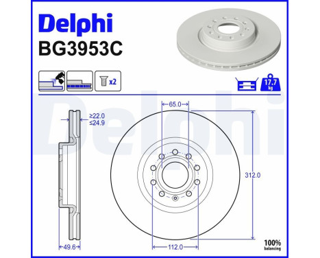 Disque de frein BG3953C Delphi