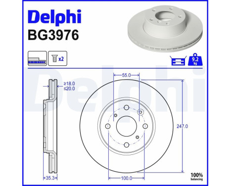 Disque de frein BG3976 Delphi