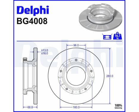 Disque de frein BG4008 Delphi