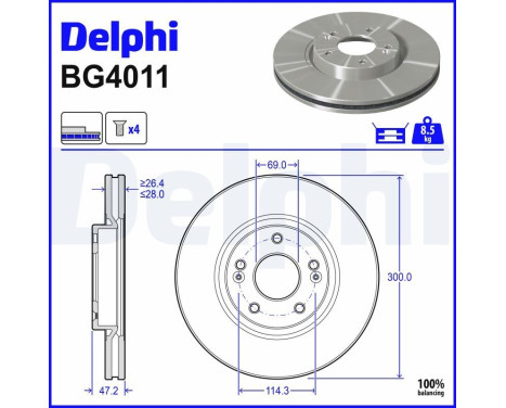 Disque de frein BG4011 Delphi
