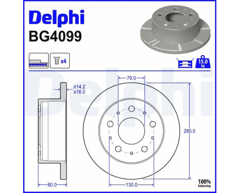 Disque de frein BG4099 Delphi