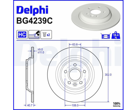 Disque de frein BG4239C Delphi