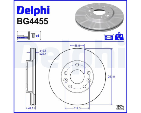 Disque de frein BG4455 Delphi