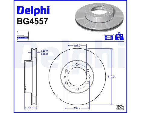 Disque de frein BG4557 Delphi