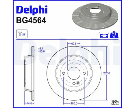 Disque de frein BG4564 Delphi
