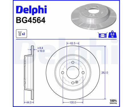 Disque de frein BG4564 Delphi