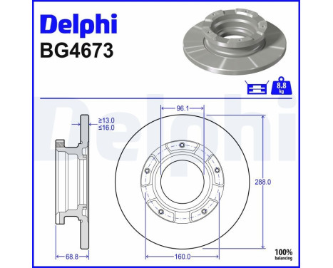 Disque de frein BG4673 Delphi