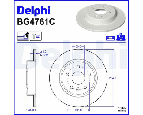 Disque de frein BG4761C Delphi