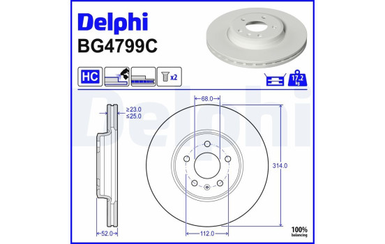 Disque de frein BG4799C Delphi