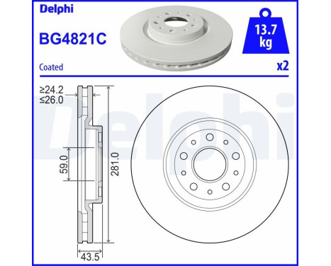Disque de frein BG4821C Delphi