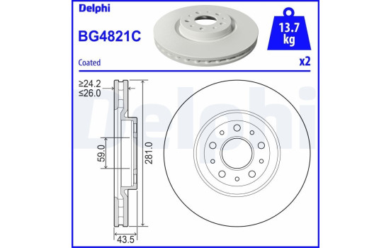 Disque de frein BG4821C Delphi
