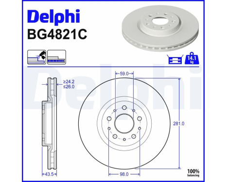 Disque de frein BG4821C Delphi