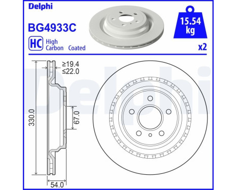 Disque de frein BG4933C Delphi