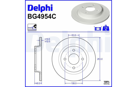 Disque de frein BG4954C Delphi