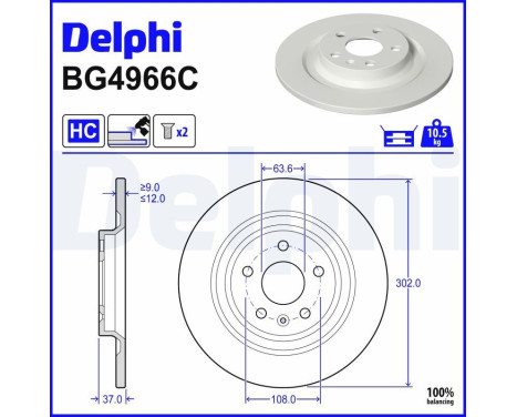 Disque de frein BG4966C Delphi