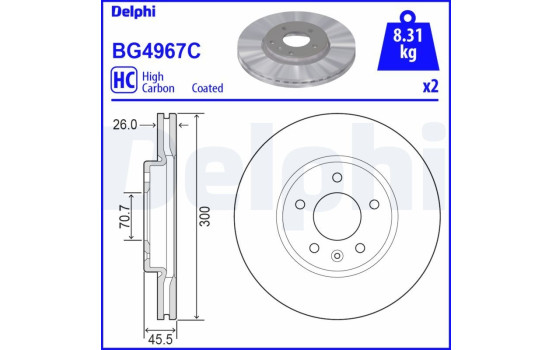 Disque de frein BG4967C Delphi