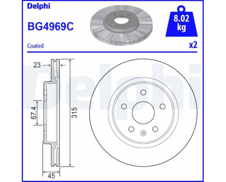 Disque de frein BG4969C Delphi