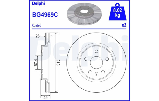 Disque de frein BG4969C Delphi