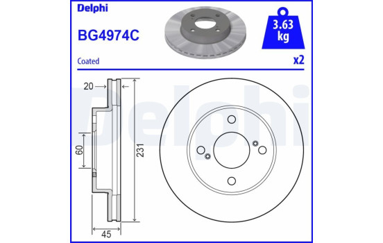 Disque de frein BG4974C Delphi