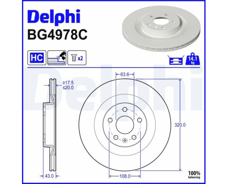 Disque de frein BG4978C Delphi