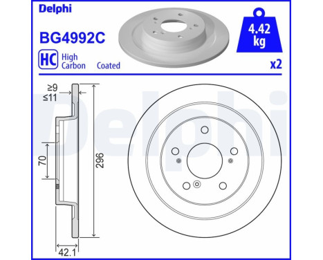 Disque de frein BG4992C Delphi