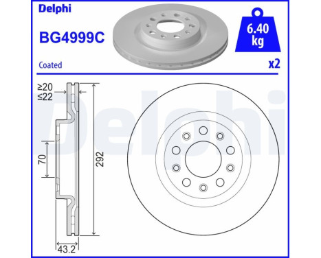 Disque de frein BG4999C Delphi