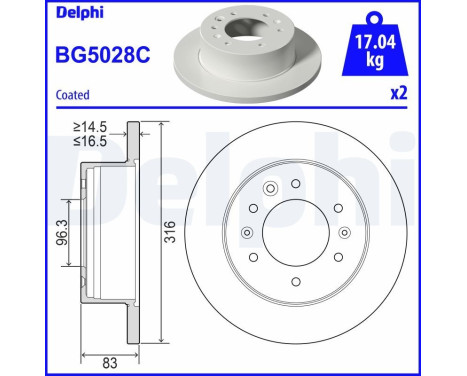 Disque de frein BG5028C Delphi