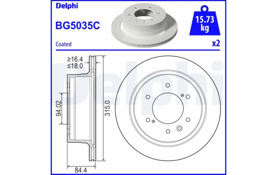 Disque de frein BG5035C Delphi
