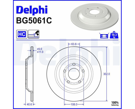 Disque de frein BG5061C Delphi