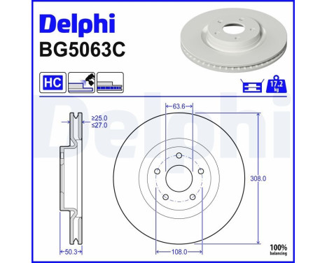 Disque de frein BG5063C Delphi