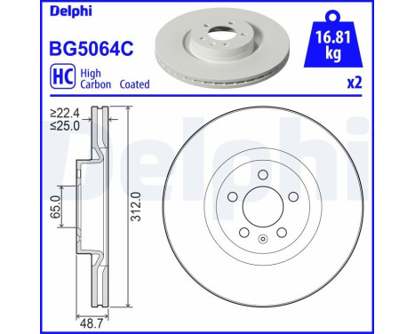 Disque de frein BG5064C Delphi