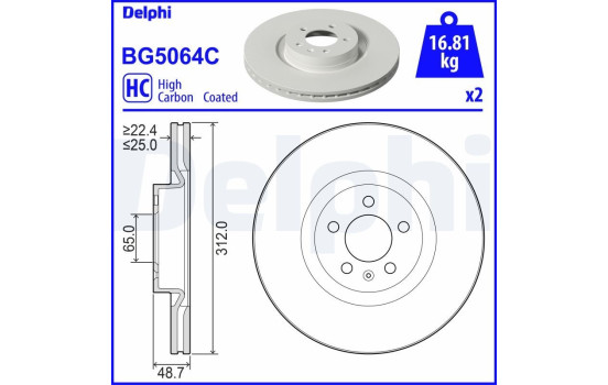 Disque de frein BG5064C Delphi